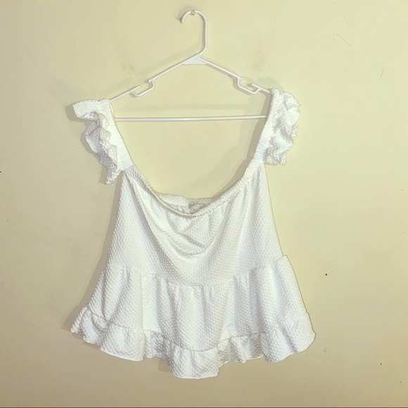 URBAN OUTFITTERS textured off the shoulder top L - Picture 1 of 4